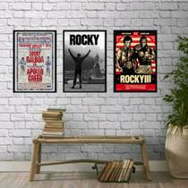 Kit 3 Quadros Decorativos Rocky BalboaPosters 45x34cm - com vidro Kit 3 Quadros Decorativos Rocky BalboaPosters 45x34cm - com vidro