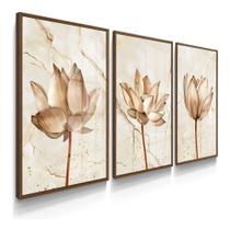 Kit 3 Quadros Decorativos Sala Moderna Flores Abstrato Trio Kit 3 Quadros Decorativos Sala Moderna Flores Abstrato Trio
