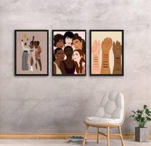 Kit 3 Quadros Decorativos Stop Racism 34x23Cm Kit 3 Quadros Decorativos Stop Racism 34x23Cm