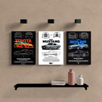 KIT 3 Quadros Decorativos SUPRA, MUSTANG, GTR KIT 3 Quadros Decorativos SUPRA, MUSTANG, GTR