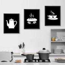 Kit 3 Quadros Decorativos Time To Coffee 34x23Cm