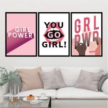 Kit 3 Quadros Decorativos Trio Grl Power 45x34cm