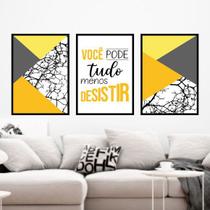 Kit 3 Quadros Decorativos Você Pode Tudo - Amarelo 45x34cm