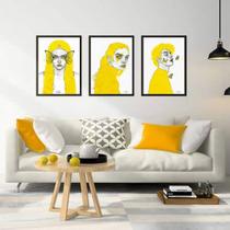 Kit 3 Quadros Decorativos Yellow Design