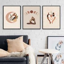 Kit 3 Quadros Decorativos Yoga Boho 45x34cm - com vidro Kit 3 Quadros Decorativos Yoga Boho 45x34cm - com vidro