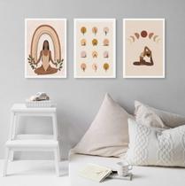 Kit 3 Quadros Decorativos Yoga- Poses 33x24cm - com vidro