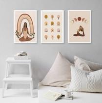 Kit 3 Quadros Decorativos Yoga- Poses 33X24Cm - Com Vidro