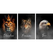 Kit 3 Quadros Disciplina, Execução, Foco