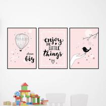 Kit 3 Quadros Enjoy The Little Things 45x34cm