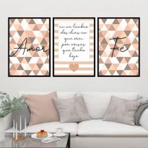 Kit 3 Quadros Eu Me Lembro - Triângulos 33x24cm - com vidro