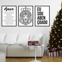 Kit 3 Quadros Eu Sou Abençoado 24x18cm - com vidro Kit 3 Quadros Eu Sou Abençoado 24x18cm - com vidro
