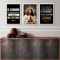 Kit 3 Quadros Evangélicos Cozinha- O Senhor É Meu Pastor