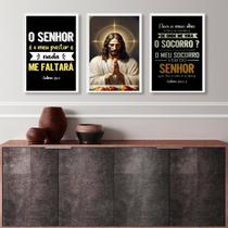 Kit 3 Quadros Evangélicos Para Cozinha- O Senhor É Meu Pastor 45x34cm - com vidro