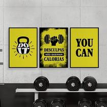 Kit 3 Quadros Exercício Funcional You Can 33x24cm - com vidro Kit 3 Quadros Exercício Funcional You Can 33x24cm - com vidro
