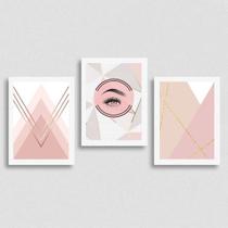 Kit 3 Quadros Extensão de cílios 45x34cm - com vidro