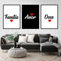 Kit 3 Quadros Família, Deus e Amor 24x18cm Kit 3 Quadros Família, Deus e Amor 24x18cm