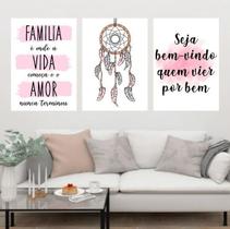 Kit 3 Quadros Família Filtro dos Sonhos 24x18cm Kit 3 Quadros Família Filtro dos Sonhos 24x18cm