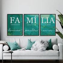 Kit 3 Quadros Família Loucura Amor 24x18cm - com vidro