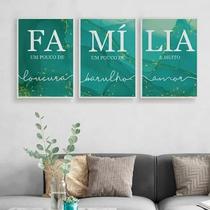 Kit 3 Quadros Família Loucura Amor 45X34Cm - Com Vidro Kit 3 Quadros Família Loucura Amor 45X34Cm - Com Vidro