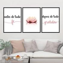 Kit 3 Quadros Fé Gratidão Dente De Leão 33X24 C/Vidro Preta Kit 3 Quadros Fé Gratidão Dente De Leão 33X24 C/Vidro Preta