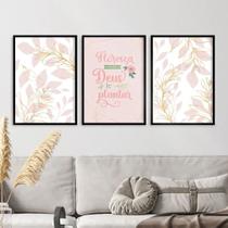 Kit 3 Quadros Floresça onde Deus te plantas 33x24cm Kit 3 Quadros Floresça onde Deus te plantas 33x24cm