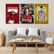 KIT 3 Quadros Foto ou Imagem Cristiano Ronaldo Decoração Quarto ou Sala CR7