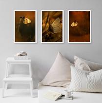 Kit 3 Quadros Fotografias Borboletas Marrom 33x24cm - com vidro Kit 3 Quadros Fotografias Borboletas Marrom 33x24cm - com vidro