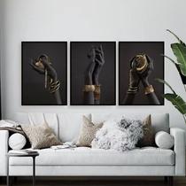 Kit 3 Quadros Fotografias Mãos Negras 24x18cm - com vidro