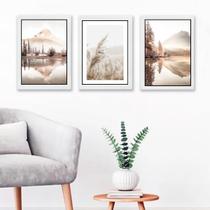 Kit 3 Quadros Fotografias PaisagensBege 33x24cm - com vidro Kit 3 Quadros Fotografias PaisagensBege 33x24cm - com vidro