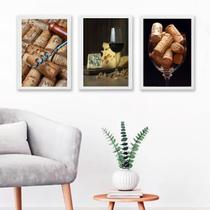 Kit 3 Quadros Fotografias Queijos E VinhosRústico 45x34cm Kit 3 Quadros Fotografias Queijos E VinhosRústico 45x34cm