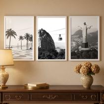 Kit 3 Quadros Fotos Cidade Rio De Janeiro PeB 33x24cm