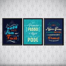 Kit 3 Quadros Frases Motivacionais Corporativas 33X24 Branca