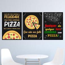 Kit 3 Quadros Frases Pizza 33x24cm