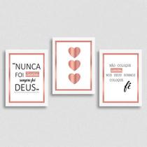 Kit 3 Quadros Frases Questão De Fé 24x18cm