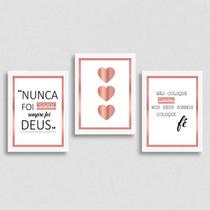 Kit 3 Quadros Frases Questão De Fé 33x24cm