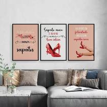 Kit 3 Quadros Frases Sapatos 33x24cm - com vidro Kit 3 Quadros Frases Sapatos 33x24cm - com vidro