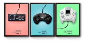 Kit 3 Quadros Games Retrô Sega Poster Moldurado