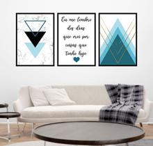 Kit 3 Quadros Geométrico Eu Lembro Turquesa 24x18cm Kit 3 Quadros Geométrico Eu Lembro Turquesa 24x18cm