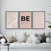 Kit 3 Quadros Geométricos Be Kind 33x24cm Kit 3 Quadros Geométricos Be Kind 33x24cm