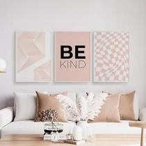 Kit 3 Quadros Geométricos Be Kind 45X34Cm - Com Vidro Preta Kit 3 Quadros Geométricos Be Kind 45X34Cm - Com Vidro Preta