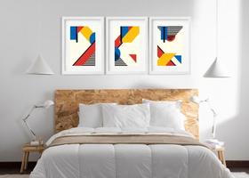 Kit 3 Quadros Grandes Abstratos Cores Quentes 60X48Cm