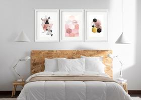 Kit 3 Quadros Grandes Abstratos Hexagonos 60x48cm Kit 3 Quadros Grandes Abstratos Hexagonos 60x48cm