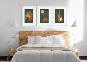 Kit 3 Quadros Grandes Abstratos Marrom E Verde 60X48Cm