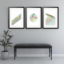 Kit 3 Quadros Grandes Abstratos Rainbow Waves 60x48cm Kit 3 Quadros Grandes Abstratos Rainbow Waves 60x48cm
