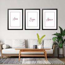 Kit 3 Quadros Grandes Amor Beijos e Abraço 60x48cm Kit 3 Quadros Grandes Amor Beijos e Abraço 60x48cm