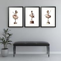 Kit 3 Quadros Grandes Bailarinas Caixinha de Música - 60x48cm