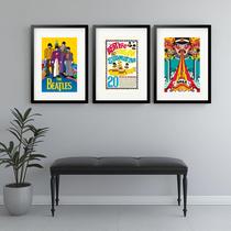 Kit 3 Quadros Grandes Beatles Yellow Submarine All You Need... - 60x48cm