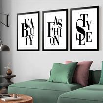 Kit 3 Quadros Grandes Beauty Fashion Style 60x48cm Kit 3 Quadros Grandes Beauty Fashion Style 60x48cm