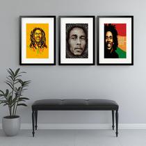 Kit 3 Quadros Grandes Bob Marley - 60x48cm