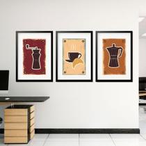 Kit 3 Quadros Grandes Café Vintage 60X48Cm Kit 3 Quadros Grandes Café Vintage 60X48Cm
